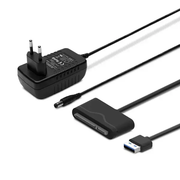 SAVIO AK-39 USB 3.0 - SATA III adapteris 3,5"/2,5" diskams su maitinimo šaltiniu Juodas