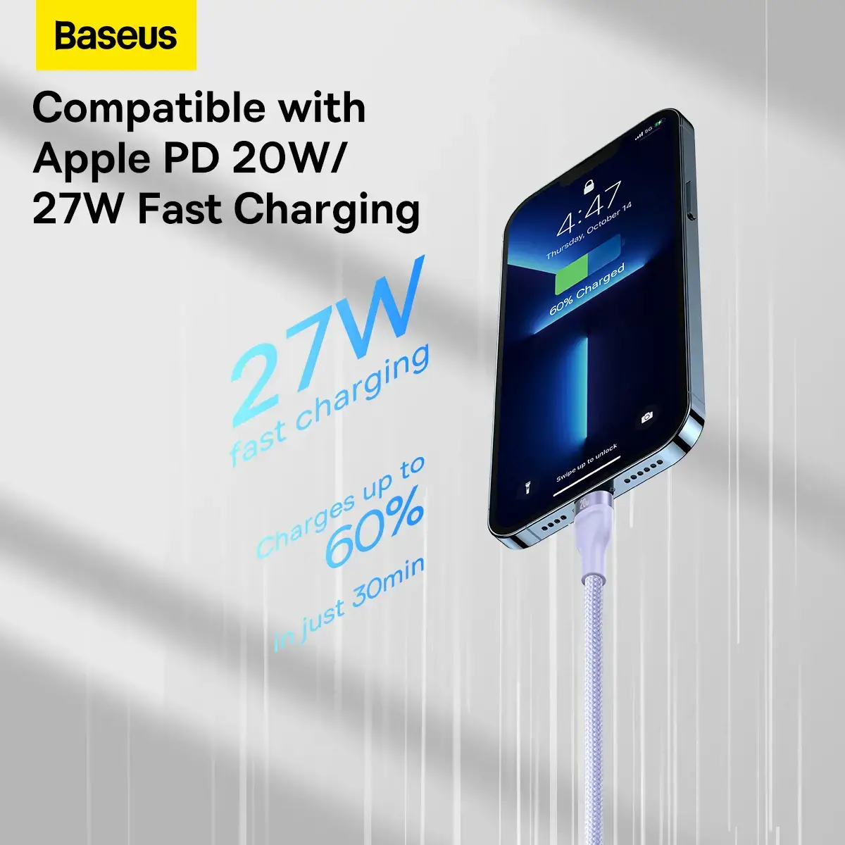 Baseus Flash Series II USB Type C | USB Type A cable - USB Type C | Lightning | micro USB 100 W 1.5 m purple (CASS030205)