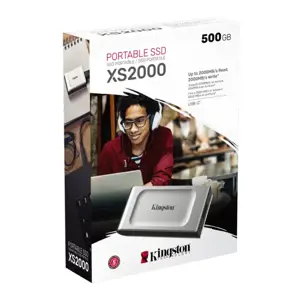 Kingston Technology 500G PORTABLE SSD XS2000, 500 GB, USB Type-C, 3.2 Gen 2 (3.1 Gen 2), 2000 MB/s,…