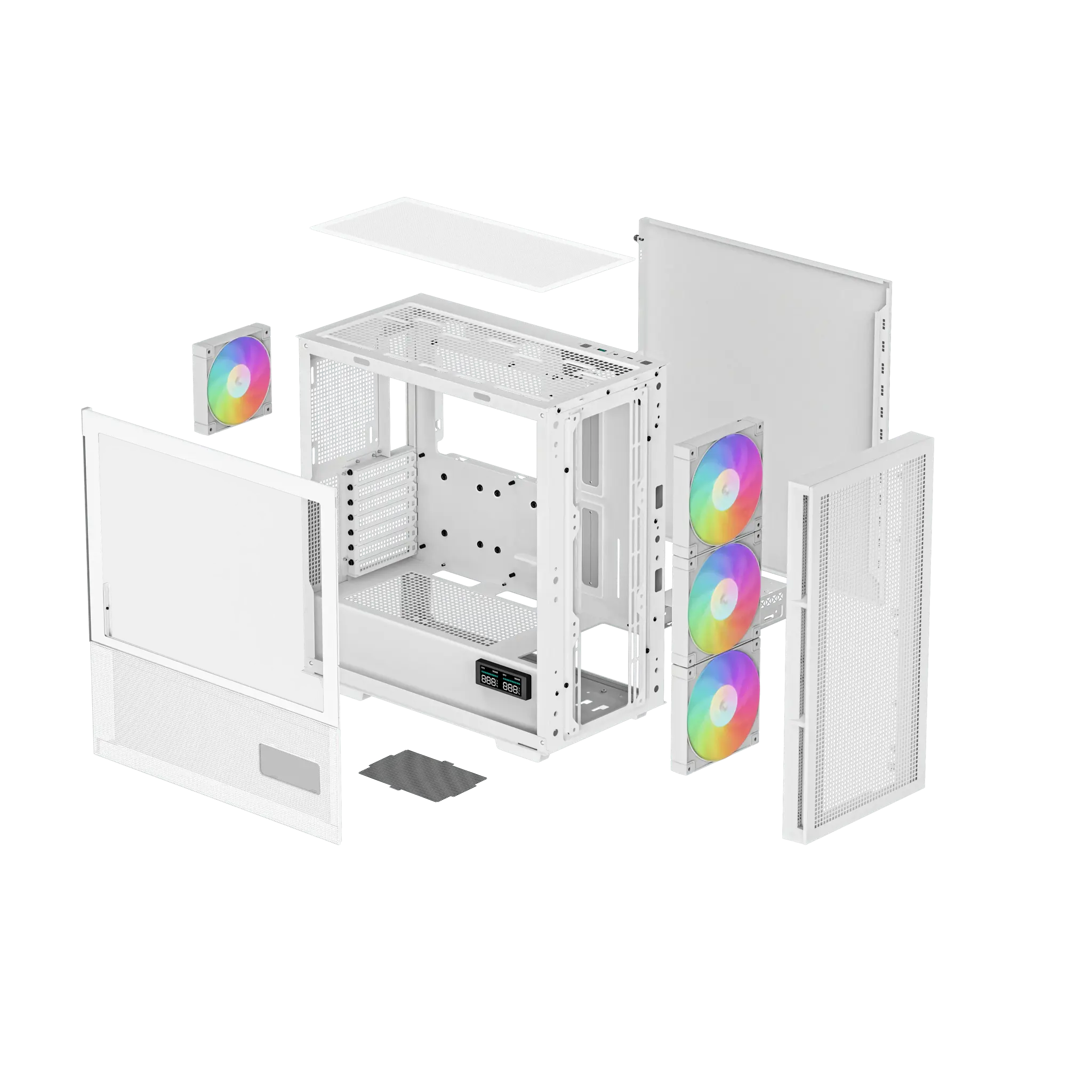 "DeepCool CH560 DIGITAL WH", "Midi Tower", Kompiuteris, Baltas, ATX, EATX, "micro ATX", Mini-ITX, ABS, Plienas, Grūdintas stiklas, Multi