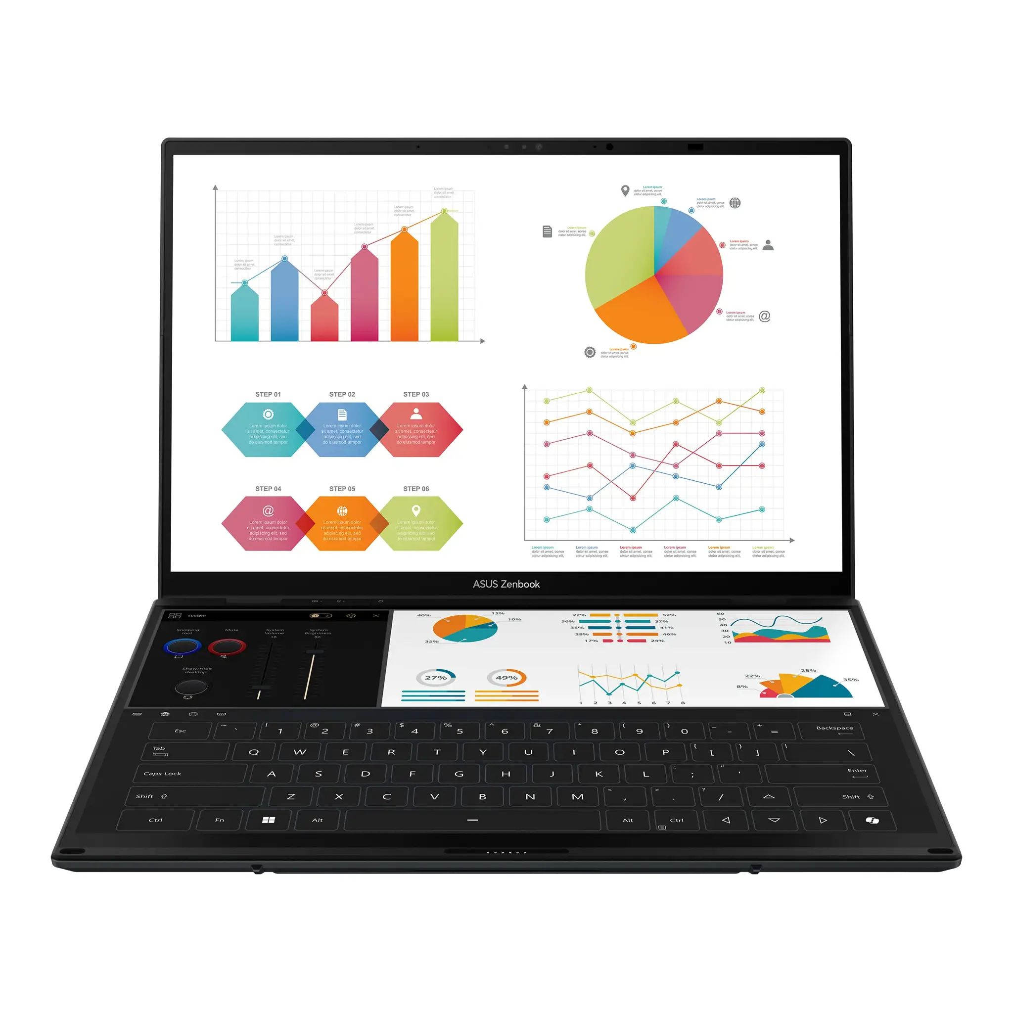 Nešiojamas kompiuteris ASUS Zenbook Duo UX8406CA-QL287W, 255H, 1000 GB, 14 Coliai, Windows 11 Home