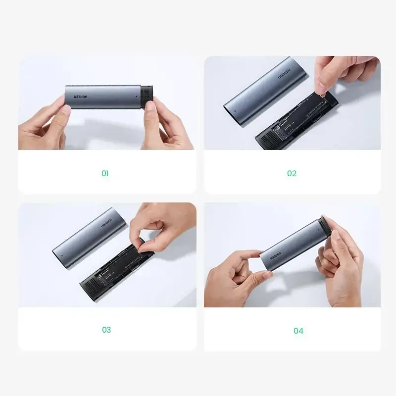 Ugreen 10902, SSD enclosure, M.2, M.2, PCI Express, 10 Gbit/s, USB connectivity, Grey