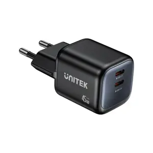 2x GAN 45W mains charger, 2x USB-C PD, QC