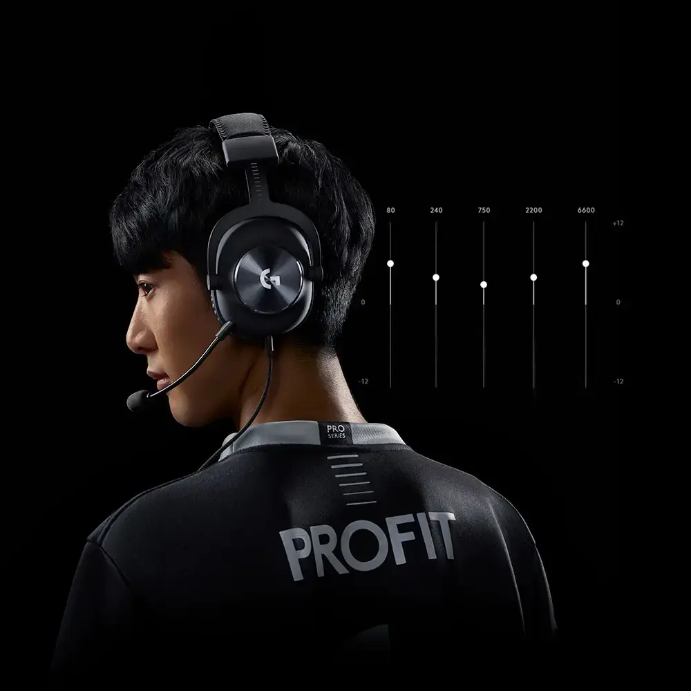 LOGITECH G PRO X laidinės žaidimų ausinės - mėlynas mikrofonas - juodos spalvos - USB DAC