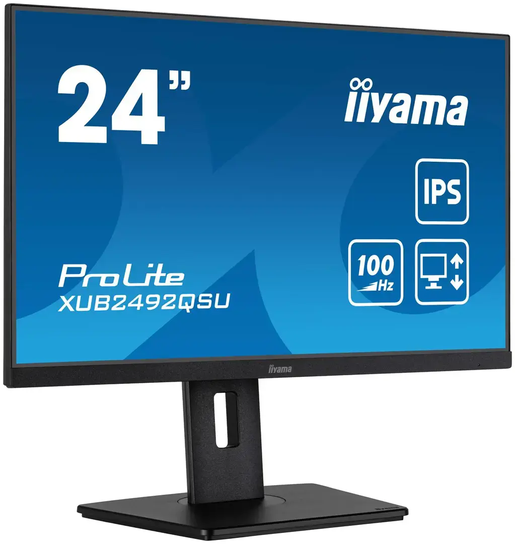 iiyama ProLite XUB2492QSU-B1, 60.5 cm (23.8"), 2560 x 1440 pixels, Wide Quad HD, LED, 1 ms, Black