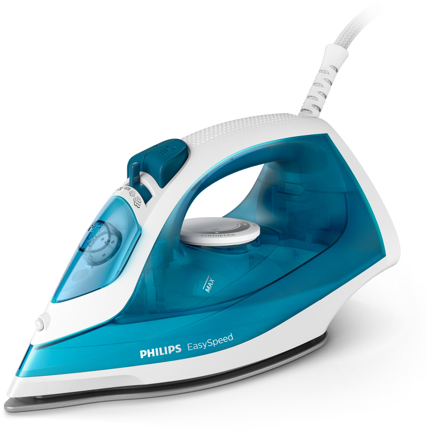"Philips EasySpeed" garų lygintuvas Garų stiprinimas iki 100 g, garų lygintuvas, keraminis padas, 1,9 m, 100 g/min, mėlynas, baltas, 25 g/min