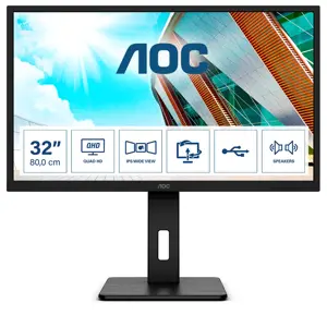 Monitorius AOC P2 Q32P2, 80 cm (31.5"), 2560 x 1440 pixels, 2K Ultra HD, LED, 4 ms, Black