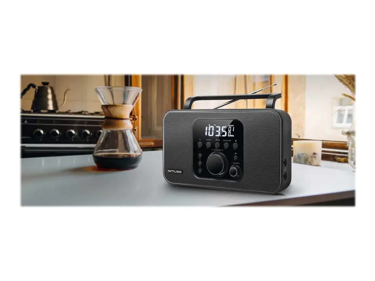 "Muse Radio" M-091R Juoda, AUX įvestis, žadintuvo funkcija