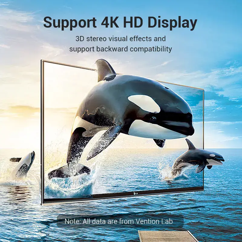 "Vention" HDMI 270 laipsnių vertikalus plokščias adapteris iš vyriškos į moterišką, juodas, HDMI, HDMI, juodas