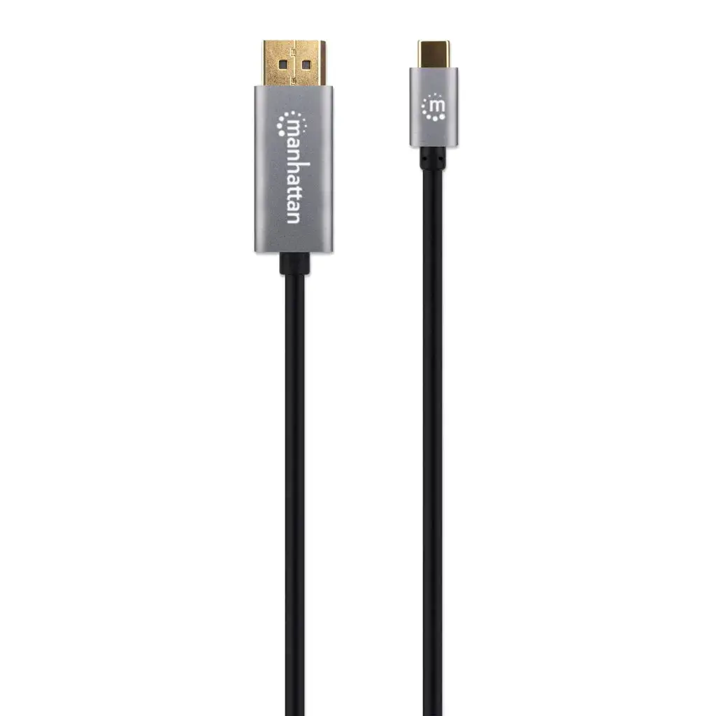 Manhattan USB-C to DisplayPort 1.4 Cable, 8K@60Hz, 2m, Male to Male, Black, Equivalent to CDP2DP146B (except 20cm longer), Three Year Warranty, Polybag, 2 m, USB Type-C, DisplayPort, Male, Male, Straight