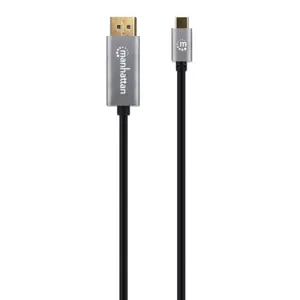 Manhattan USB-C to DisplayPort 1.4 Cable, 8K@60Hz, 2m, Male to Male, Black, Equivalent to CDP2DP146B (except 20cm longer), Three Year Warranty, Polybag, 2 m, USB Type-C, DisplayPort, Male, Male, Straight