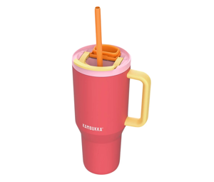 Thermal mug with telescopic straw Kambukka Rio Tumbler 950ml Pink Papaya
