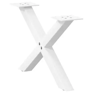Kavos staliuko kojelės, X formos, 2 vnt., baltos, 50x(30-31) cm, plienas
