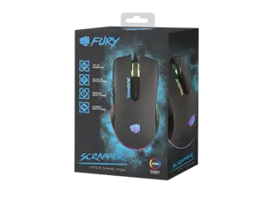 "NATEC Fury" žaidimų pelė "Scrapper" 6400DPI optinė su programine įranga ir RGB apšvietimu