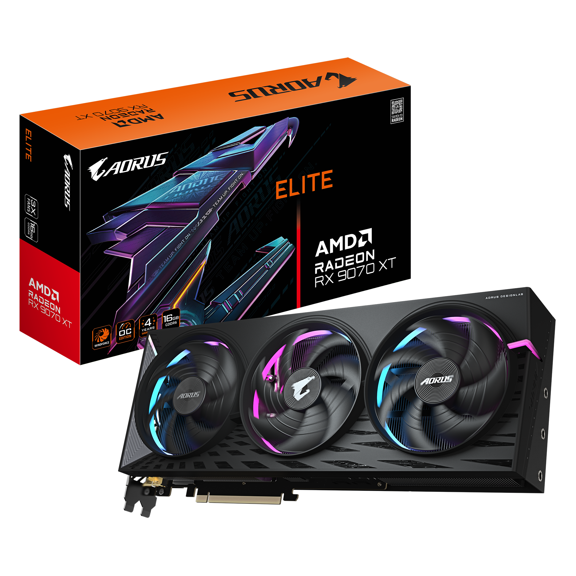 Vaizdo plokštė GIGABYTE Radeon RX 9070 XT 16 GB, GDDR6, GV-R9070XTAORUS E-16GD 1.0