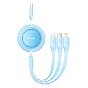 Baseus Bright Mirror 2 3in1 USB Type A cable - micro USB + Lightning + USB Type C 3.5A 1.1m blue (C…