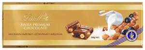 LINDT GOLD pien.šok. su razinomis ir riešutais, 300g
