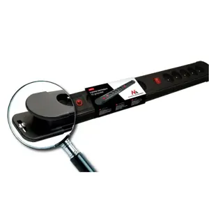 Maclean power strip, 10 outlet extension cord, 2 switches, protection and overload indication, 3680W, MCE10