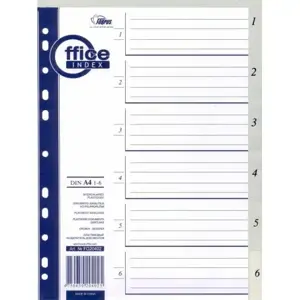 Plastikiniai skiriamieji lapai 1-6, A4, MAXI