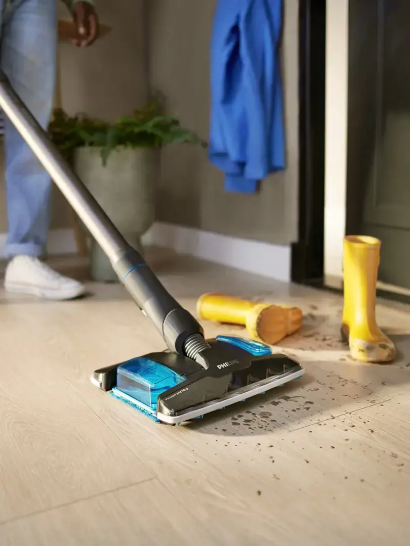 Philips 8000 series XC8055/01, Stick vacuum, Bagless, Aqua colour, Black, 0.6 L, Rectangular, Dry&wet