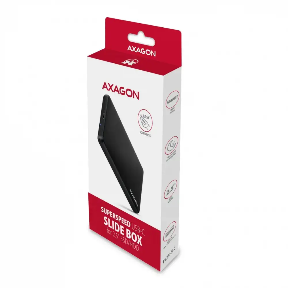 AXAGON EE25-SLC USB-C 3.2 Gen1 - SATA 6G 2,5" SLIDE dėžutė BLACK