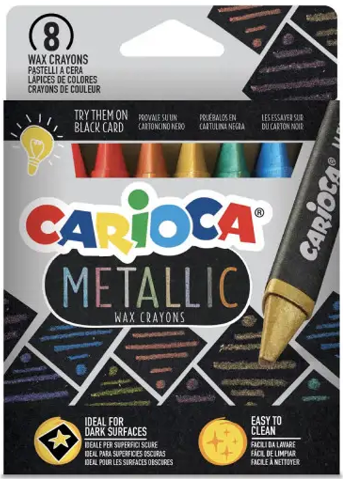 Vaškinės kreidelės CARIOCA Metallic, 8 vnt.