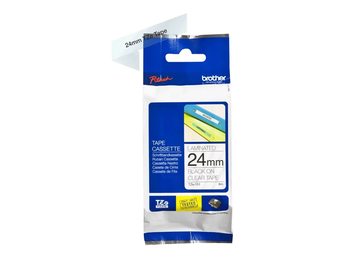 Brother Labelling Tape 24mm, Black on transparent, TZe, Black, Thermal transfer, Philippines, 5 year(s)