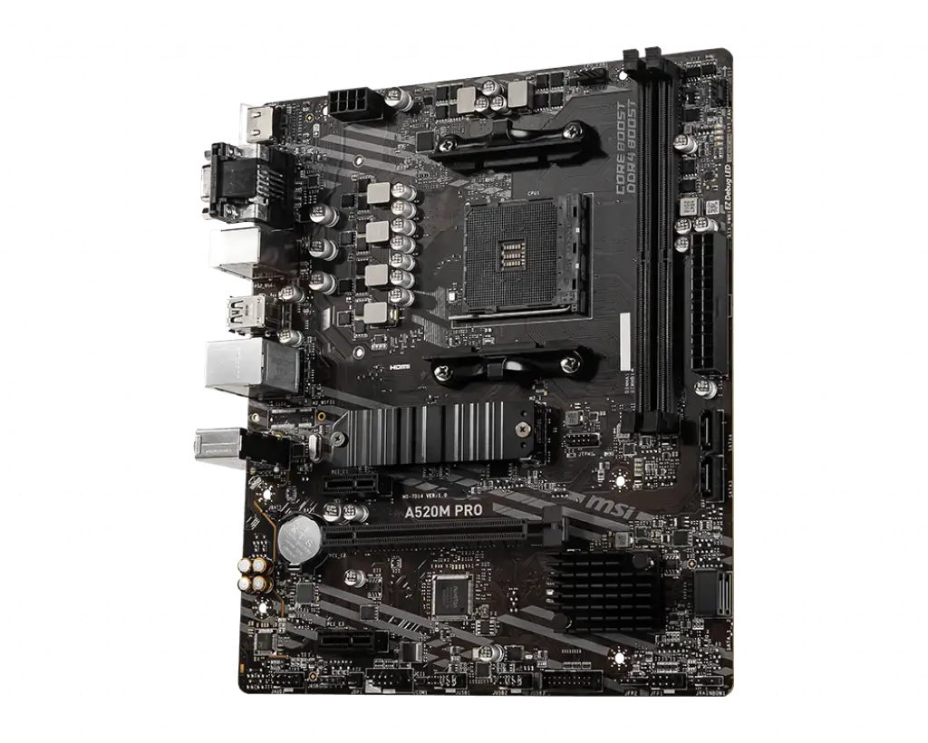 MSI A520M PRO, AMD, "Socket AM4", 3 kartos "AMD Ryzen™ 3", 3 kartos "AMD Ryzen 5", 3 kartos "AMD Ryzen™ 7", 3 kartos..., DDR4-SDRAM, 64 GB, DIMM