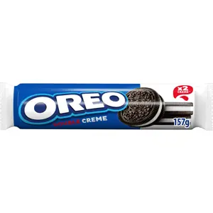 Kakaviniai sausainiai OREO Double su vanilės skonio įdaru, 157 g