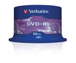 VERBATIM 50x DVD+R AZO 4,7GB 16x Spindle matinis sidabrinis paviršius