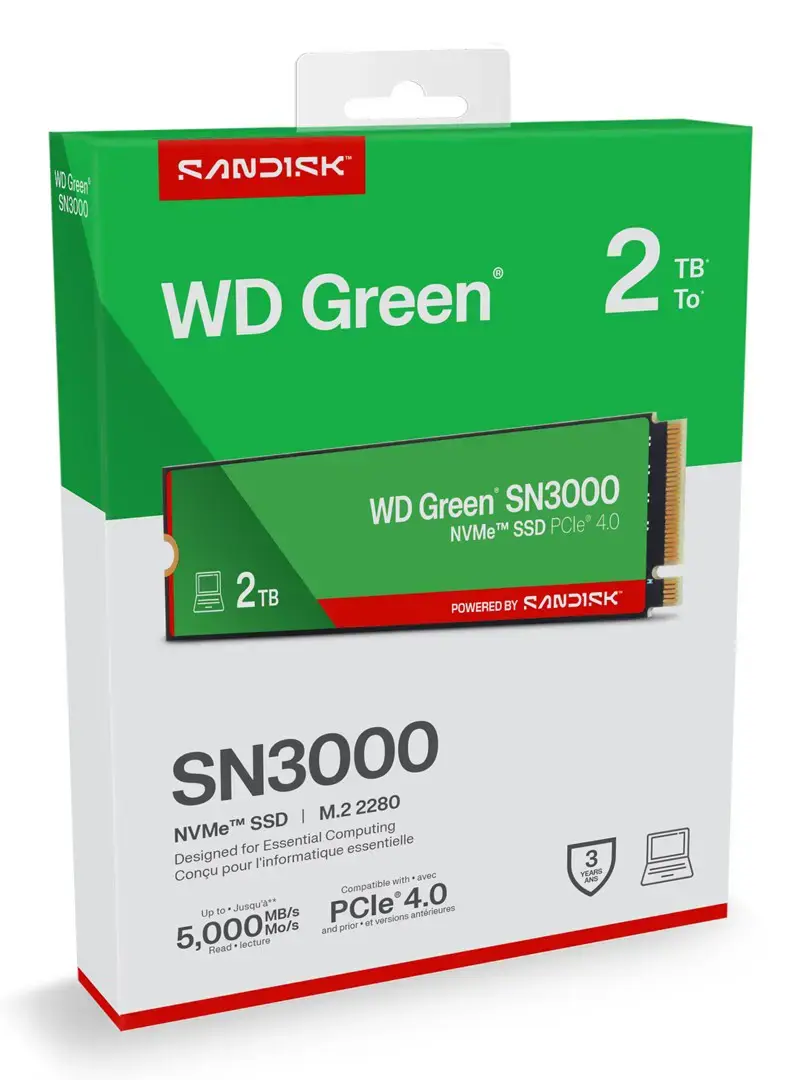 Western Digital Green WD ™ SN3000 NVMe™ SSD POWERED BY SANDISK 2 TB