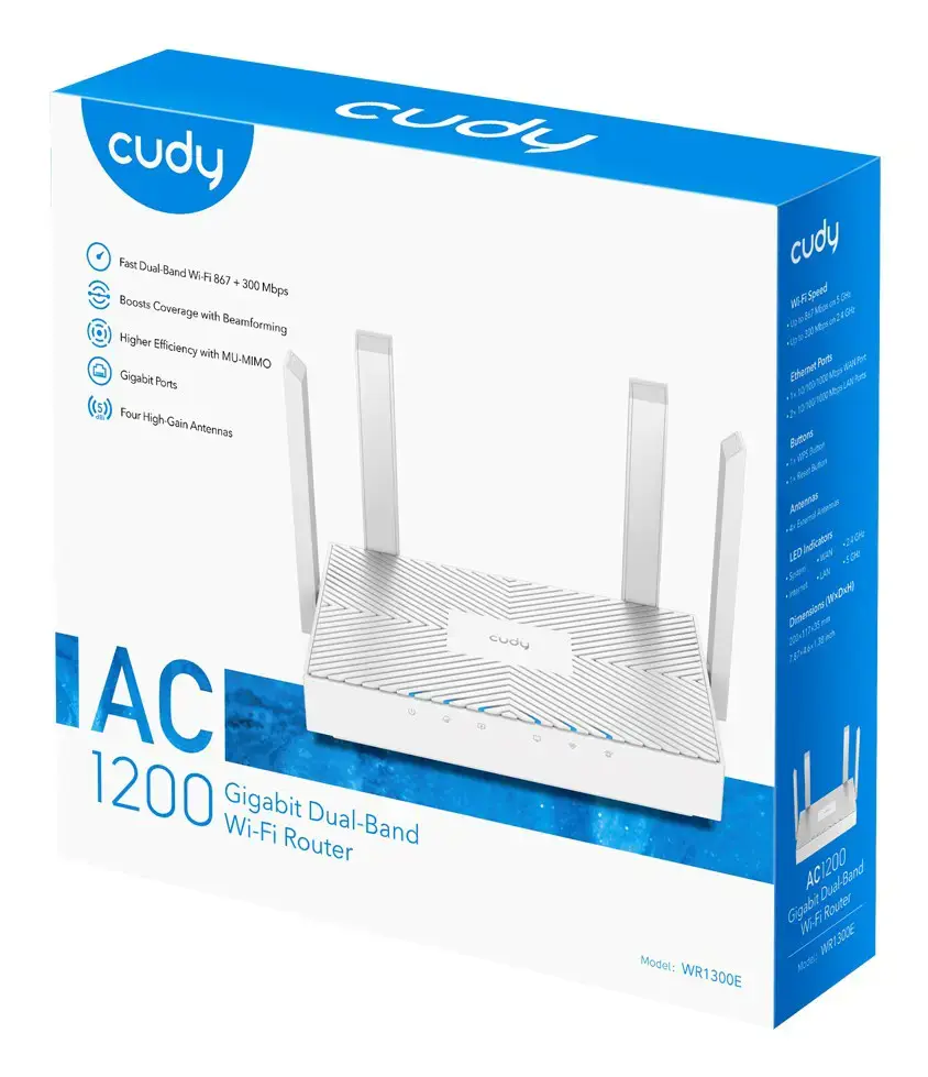 Cudy WR1300E wireless router Gigabit Ethernet Dual-band (2.4 GHz / 5 GHz) White