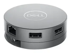 DELL USB-C mobilusis adapteris - DA310, laidinis, USB 3.2 Gen 2 (3.1 Gen 2) Type-C, 10,100,1000 Mbps, sidabrinis, 3840 x 2160 pikselių, 1920 x 1080 pikselių