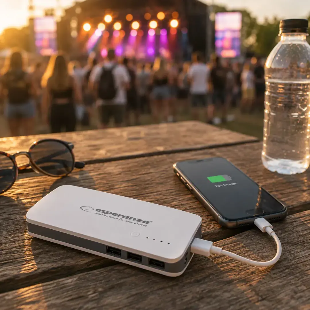 "PowerBank Esperanza Radium EMP106WE" (8000 mAh; microUSB, USB 2.0; baltos spalvos)