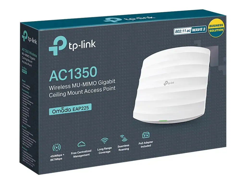 TP-Link AC1350 belaidis MU-MIMO gigabitinis prieigos taškas, 867 Mbps, 450 Mbps, 867 Mbps, Multi User MIMO, 64 bitų WEP, 128 bitų WEP, 152 bitų WEP, SSID, WPA, WPA-PSK, WPA2, WPA2-PSK, Telnet