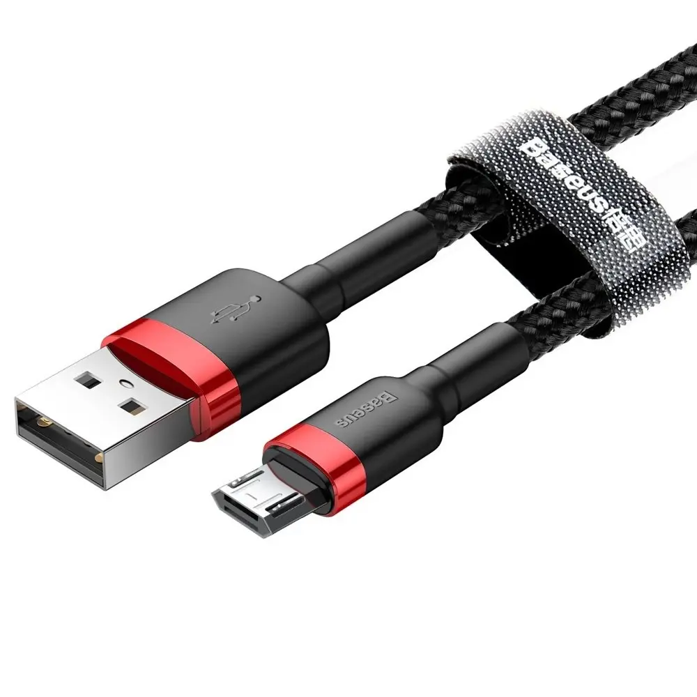 Baseus Cafule Cable Durable Nylon Braided Wire USB | micro USB 2A 3M black-red (CAMKLF-H91)