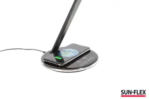 Stalinis šviestuvas SUN-FLEX®QLITE™belaidžiu integruotu telefono įkrovikliu, juodas