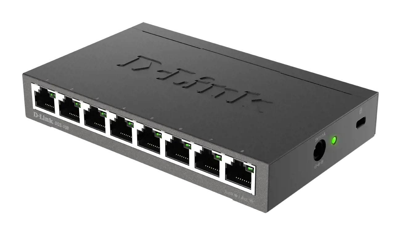 D-Link DGS-108, nevaldomas, L2, Gigabit Ethernet (10/100/1000), dvipusis duomenų perdavimas