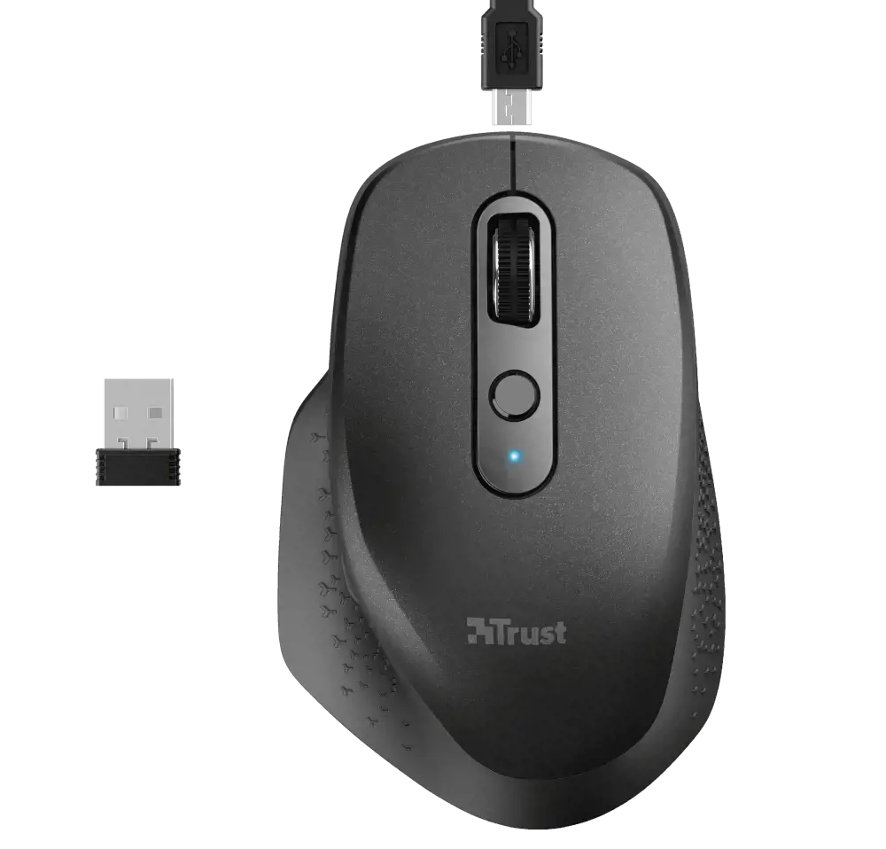 "Trust Ozaa", dešinės rankos, optinis, RF belaidis, 2400 DPI, juodas