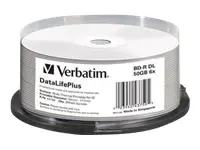 VERBATIM 43750 BluRay BD-R DL Verbatim Spindle 25 50GB 6x WIDE THERMAL PRINT NO ID