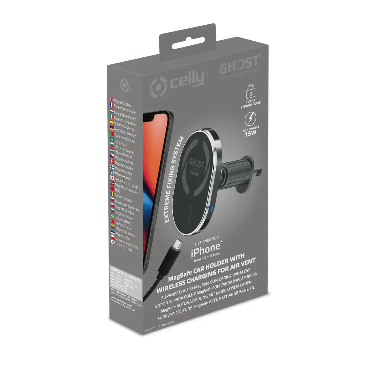 "CELLY MAGSAFE" AUTOMOBILINIS LAIKIKLIS SU BELAIDŽIU ĮKROVIMU