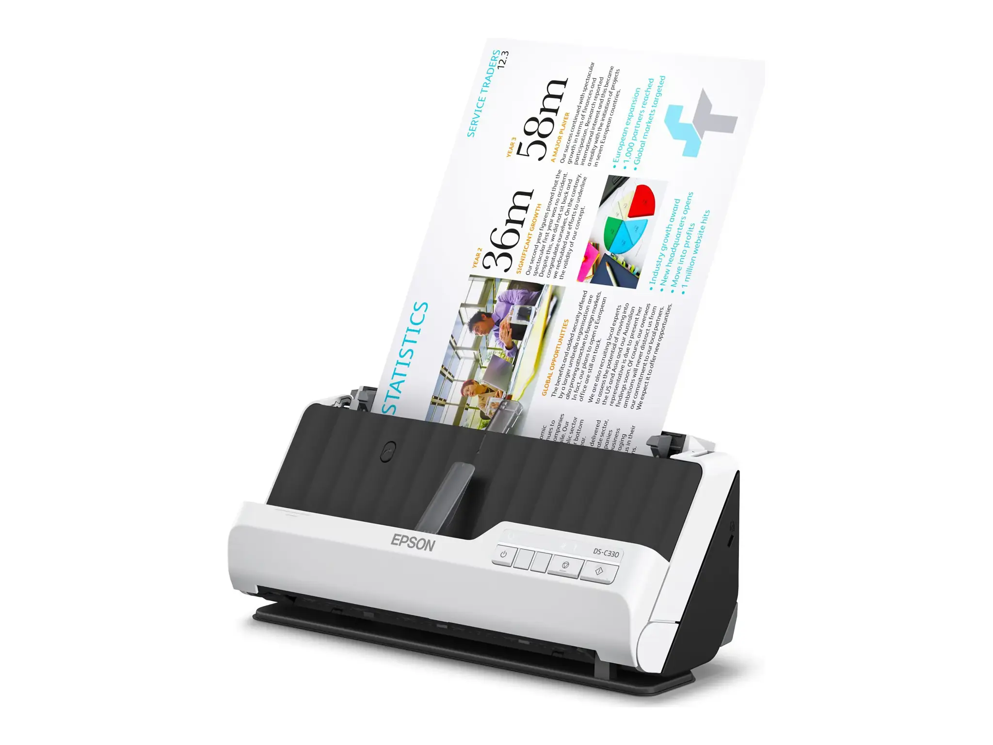 "Epson DS-C330", 215,9 x 3048 mm, 600 x 600 DPI, 30 bitų, 24 bitų, 8 bitų, ADF + lapų skaitytuvas