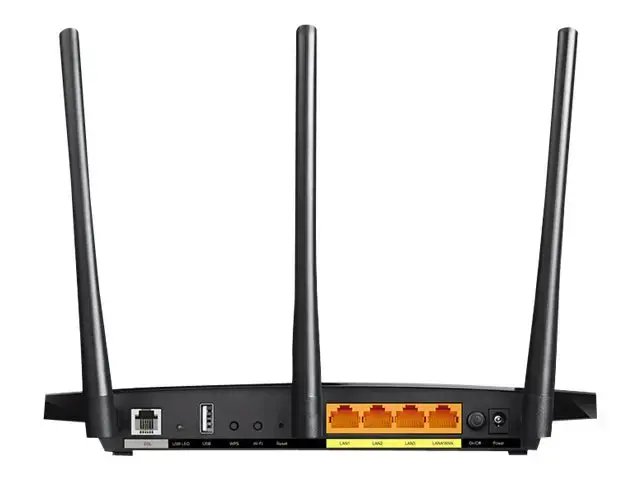 TP-Link AC1200 belaidis MU-MIMO VDSL/ADSL modeminis maršrutizatorius, "Wi-Fi 5" (802.11ac), dviejų dažnių (2,4 GHz / 5 GHz), Ethernet LAN, ADSL, juodas, stalinis maršrutizatorius