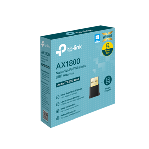 TP-Link Archer AX1800 Nano Wi-Fi 6 Wireless USB Adapter, Wireless, USB, WLAN, Wi-Fi 6 (802.11ax), 1800 Mbit/s, Black