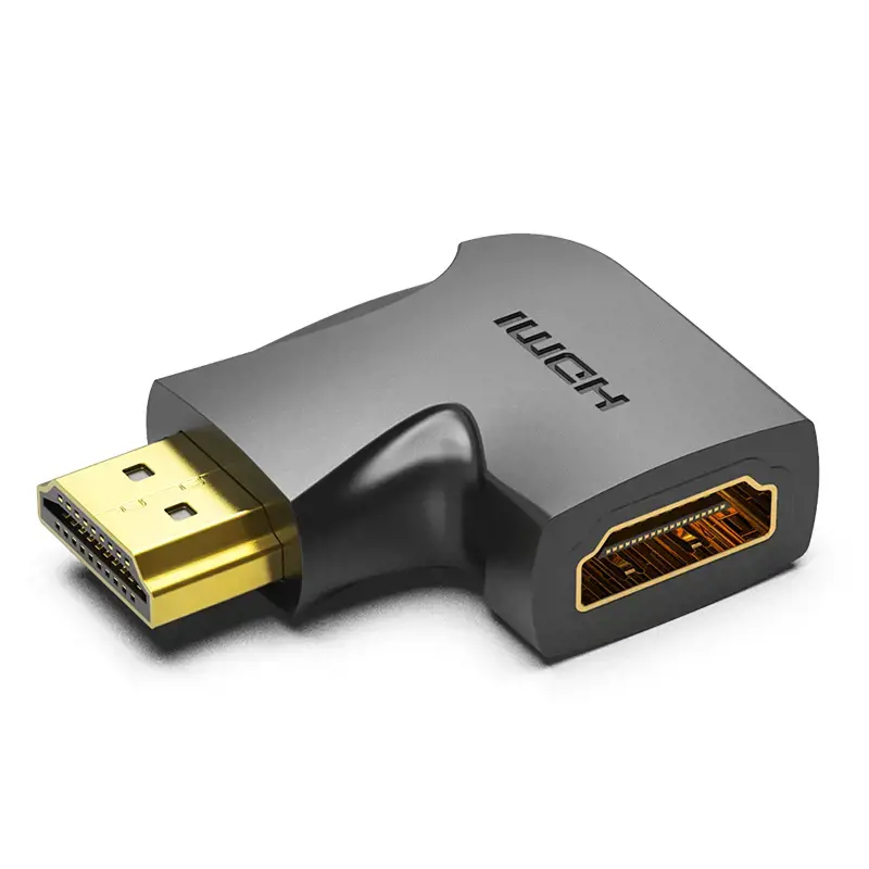 "Vention" HDMI 270 laipsnių vertikalus plokščias adapteris iš vyriškos į moterišką, juodas, HDMI, HDMI, juodas