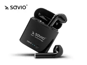 "Savio TWS-02" belaidės "Bluetooth" ausinės, juodos spalvos
