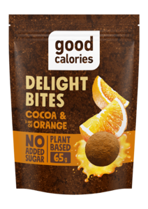 Datulių užkandis GOOD CALORIES, su apelsinais ir kakava, 65 g