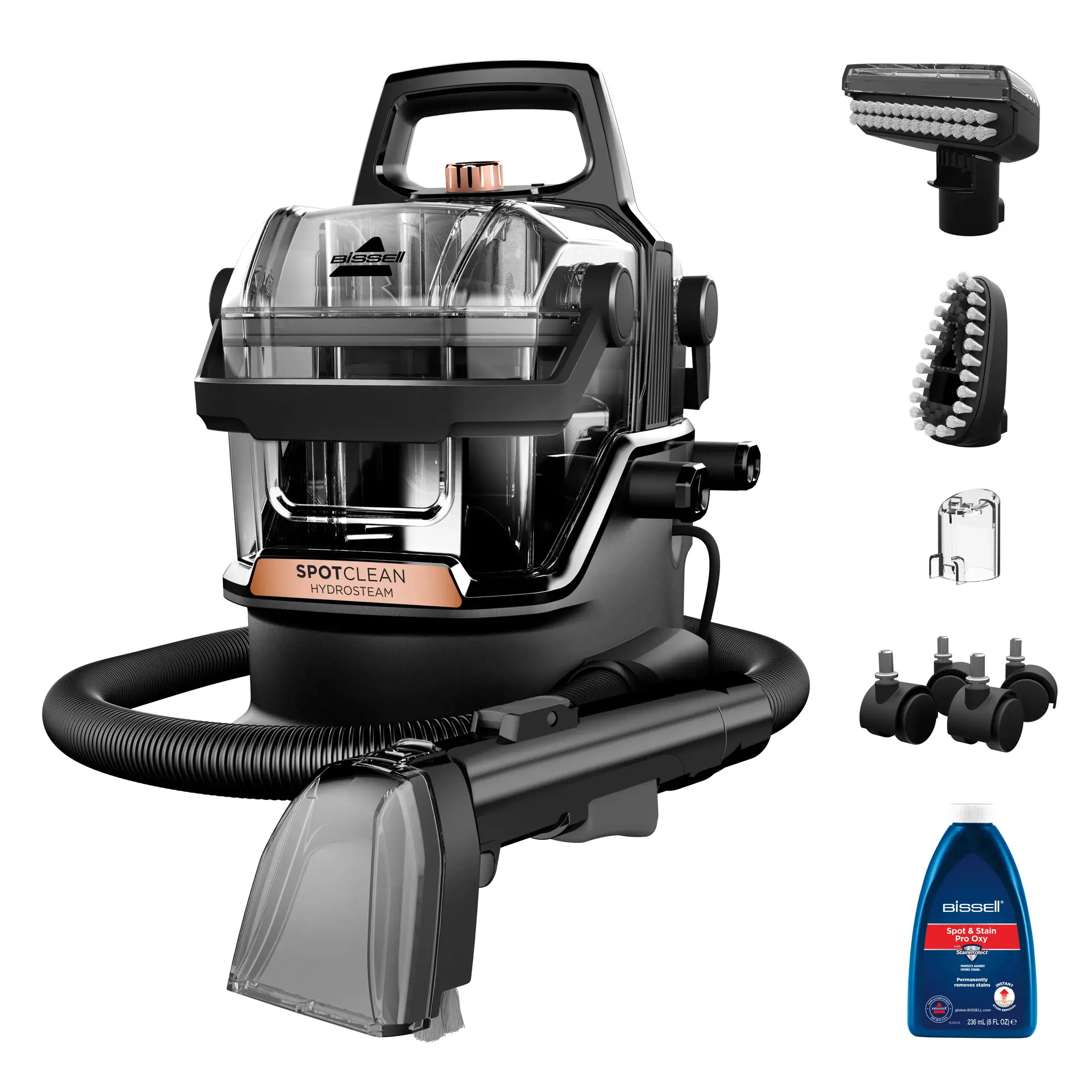 "Bissell" nešiojamasis kilimų ir minkštų baldų valytuvas "SpotClean HydroSteam Pro" su laidu, veikiantis skalbimo funkcija 1000 W, juodas