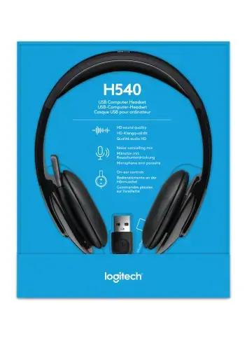 "Logitech H540" USB kompiuterio ausinės, laidinės, biurui / skambučių centrui, 20-20000 Hz, 120 g, ausinės, juodos spalvos