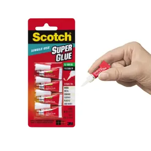 Vienkartiniai super stiprūs klijai SCOTCH SUPER, 4 tubelės x 0,5 g